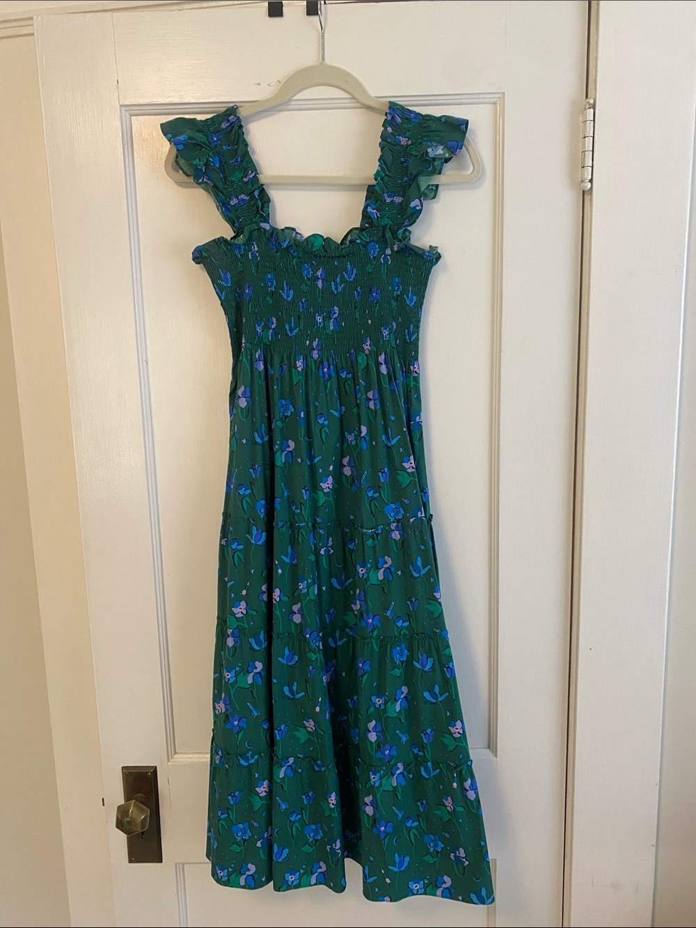Hill House Ellie Nap Dress in Emerald Space Floral sz XS